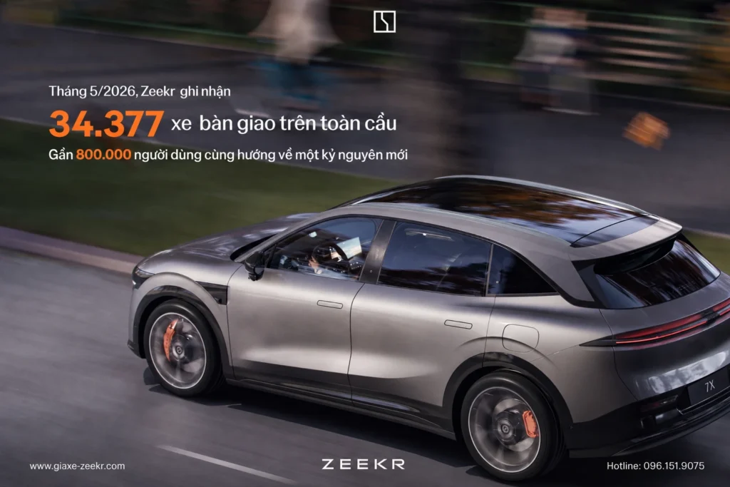 34.377 xe Zeekr được bàn giao trong tháng 5/2026 1 Zeekr ghi nhận 34.377 xe Zeekr được bàn giao toàn cầu trong tháng 5/2026, nâng tổng số người dùng lên 800.000. Khám phá lý do tại sao Zeekr bùng nổ.
