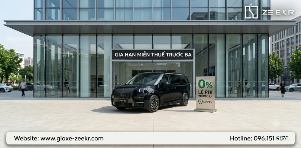 Chính phủ gia hạn miễn 100% lệ phí trước bạ ô tô điện đến 2030. Xe điện Zeekr miễn thuế trước bạ giúp khách hàng tiết kiệm hàng trăm triệu đồng khi lăn bánh.