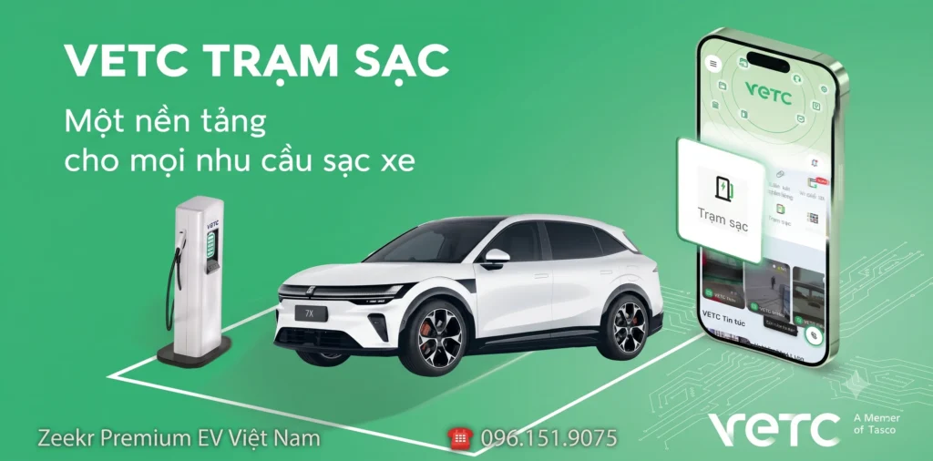 Khám phá nền tảng VETC Trạm sạc – kết nối 250 trạm sạc toàn quốc, giúp việc sạc xe Zeekr trở nên đơn giản, nhanh chóng và tiện lợi hơn bao giờ hết.