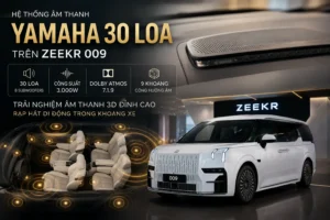 Hệ thống âm thanh YAMAHA 30 loa trên ZEEKR 009 mang đến trải nghiệm Dolby Atmos 7.1.9 và âm thanh không gian 3D.