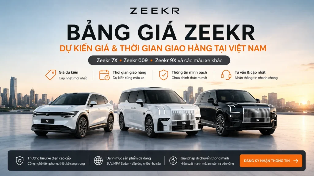 Bảng giá Zeekr mới nhất tại Việt Nam – các mẫu xe điện Zeekr