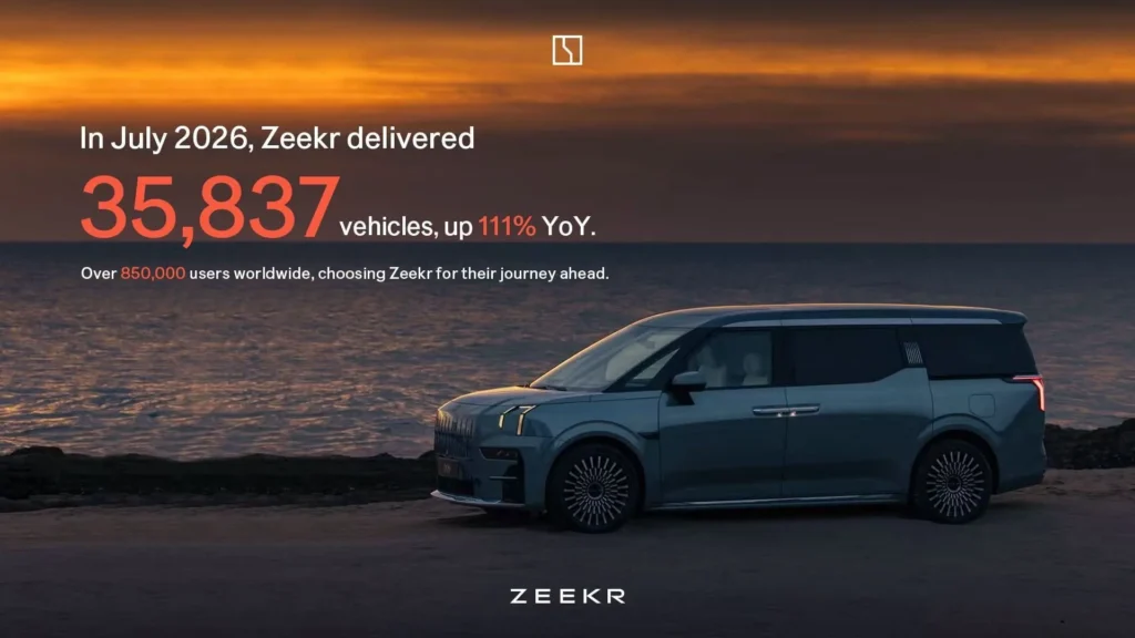 Doanh số Zeekr tháng 7/2026