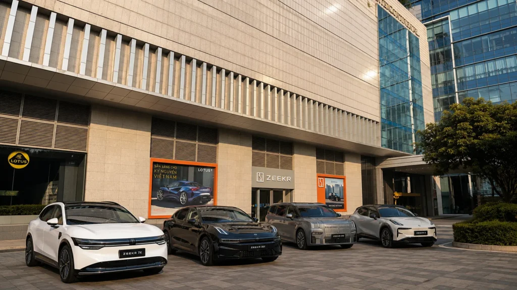 Ảnh mặt tiền Showroom Zeekr Hà Nội ở Keangnam Landmark 72, E6, đường Phạm Hùng, Phường Yên Hòa, Thành phố Hà Nội. Liên hệ Zeekr Việt Nam để biết thêm thông tin
