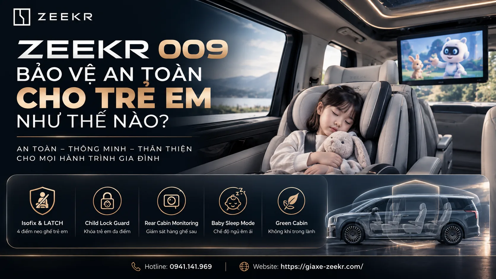 Zeekr 009 bảo vệ an toàn cho trẻ em với hệ thống Child Protection